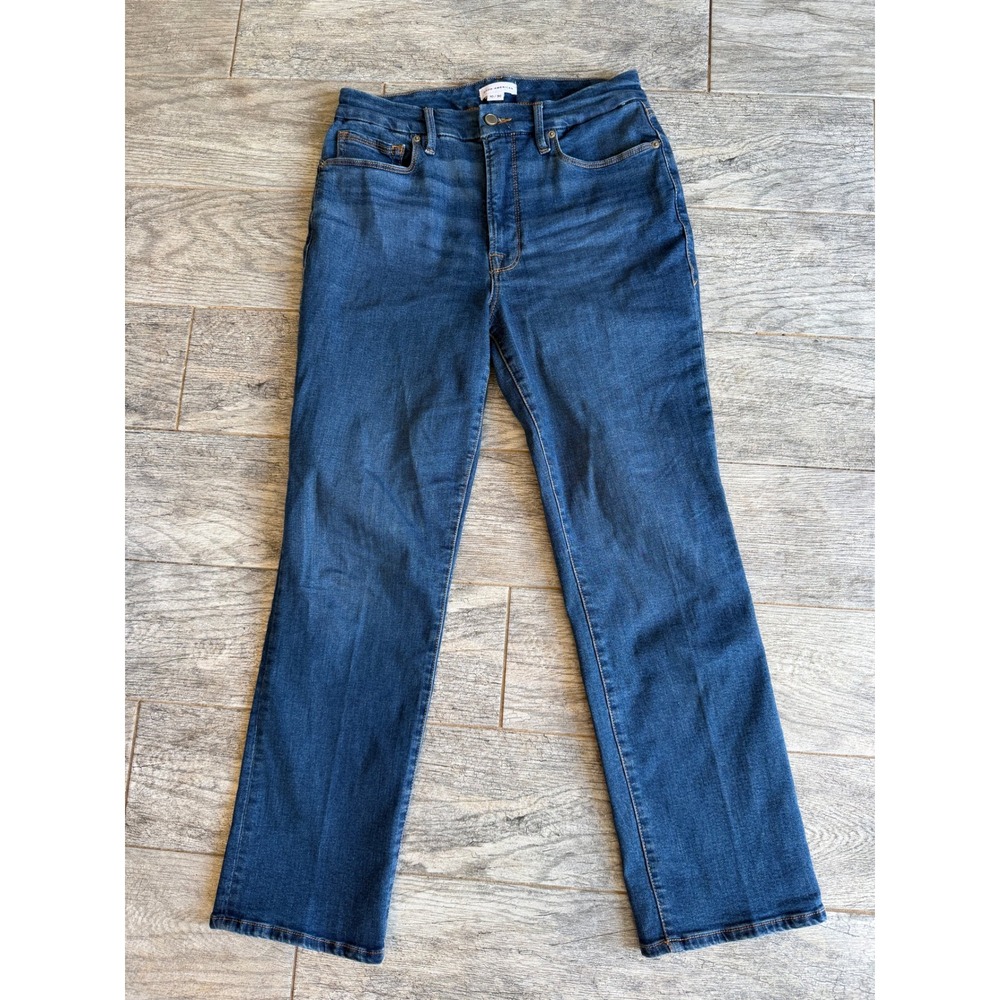 Good American Good Legs Straight Jeans 10 30 High Rise Denim GLS873T Organic
